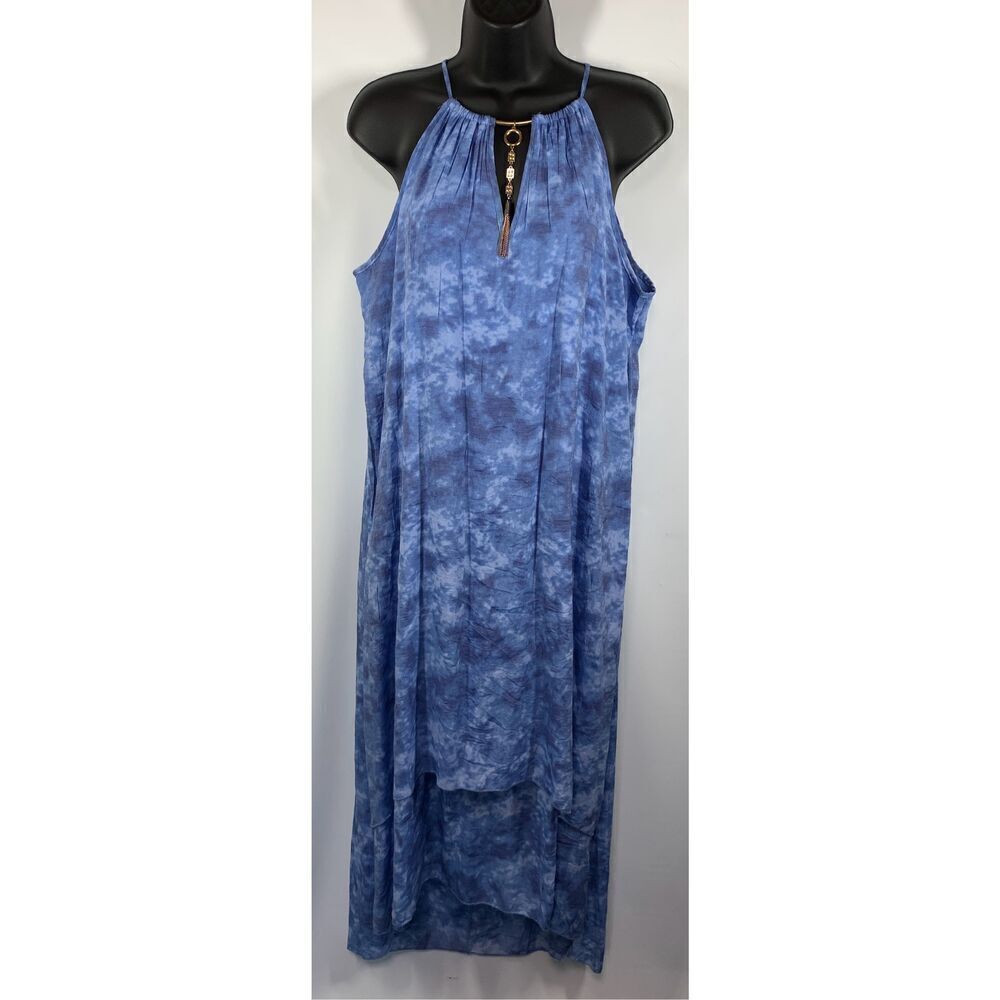 Mlle Gabrielle Blue Tie-dye High Low Dress Size Medium